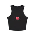 Dripping Red Lips Racer Tank — Women's Micro Rib Crop Top