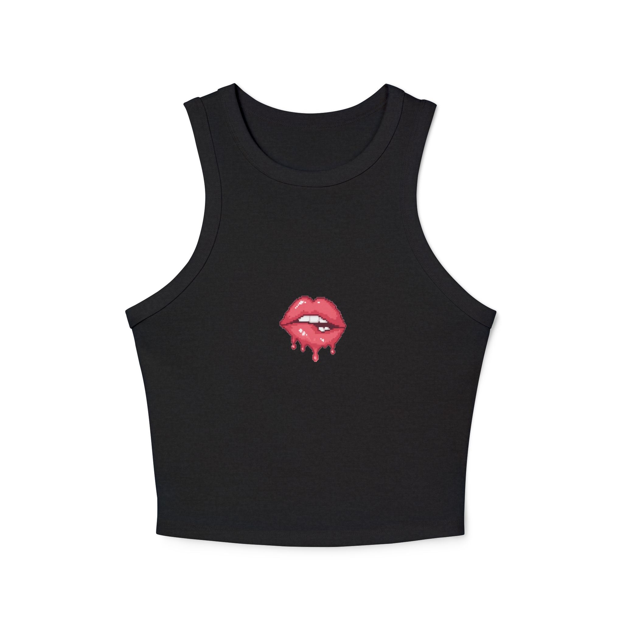 Dripping Red Lips Racer Tank — Women's Micro Rib Crop Top