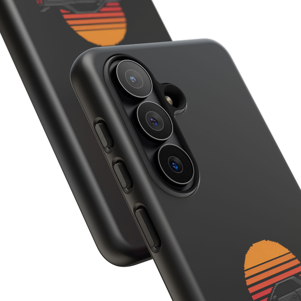 Vintage Black Sports Car Phone Case — Retro Sunset Design