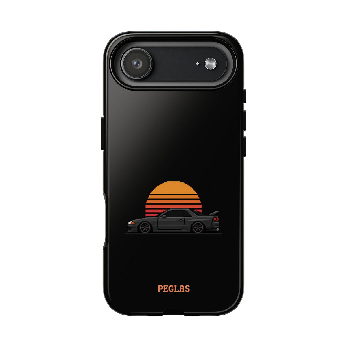 Vintage Black Sports Car Phone Case — Retro Sunset Design