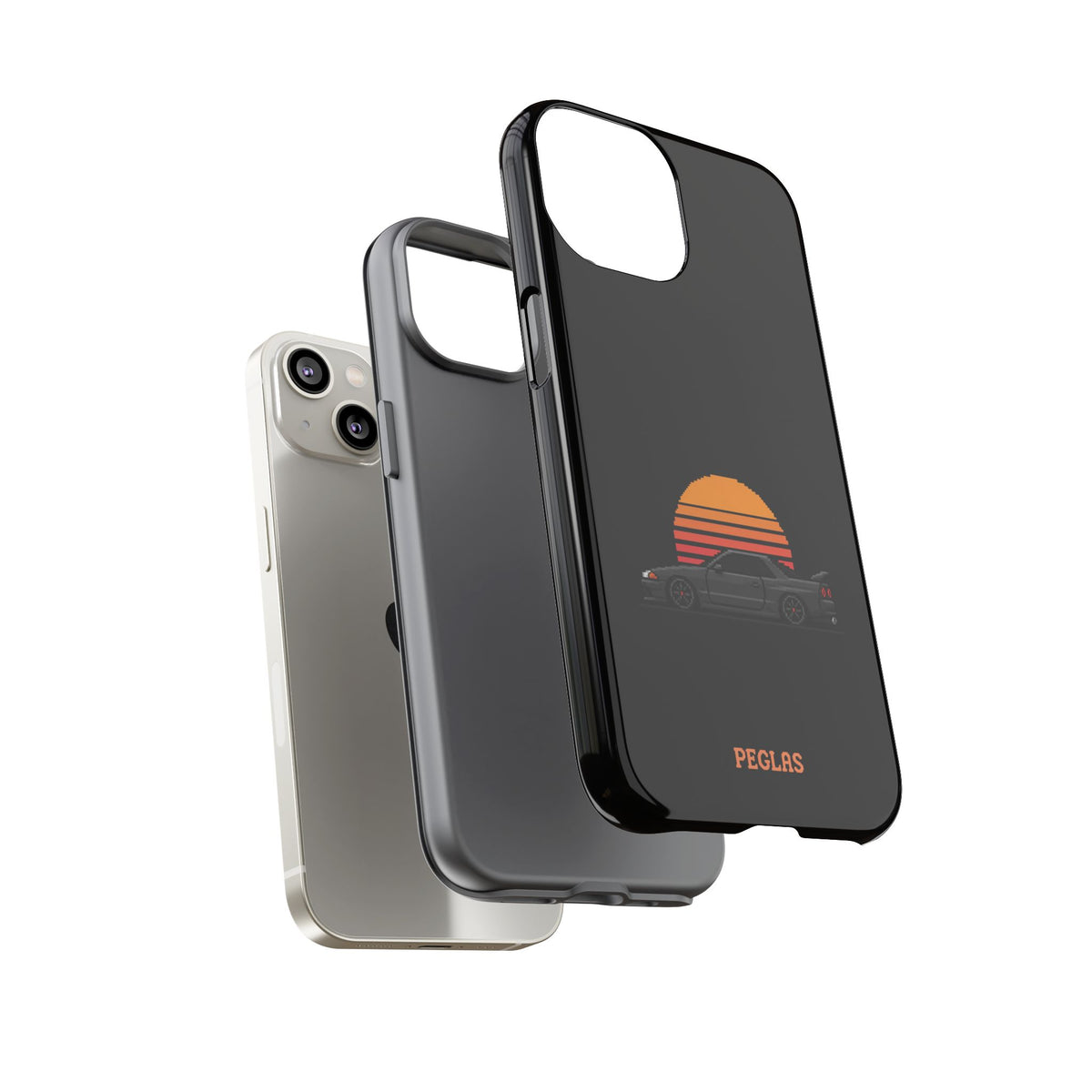 Vintage Black Sports Car Phone Case — Retro Sunset Design