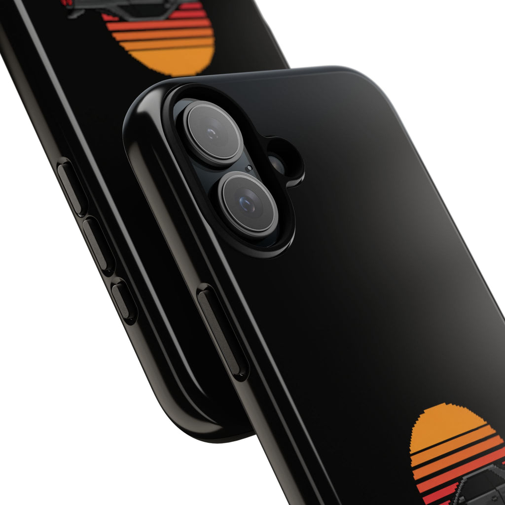 Vintage Black Sports Car Phone Case — Retro Sunset Design