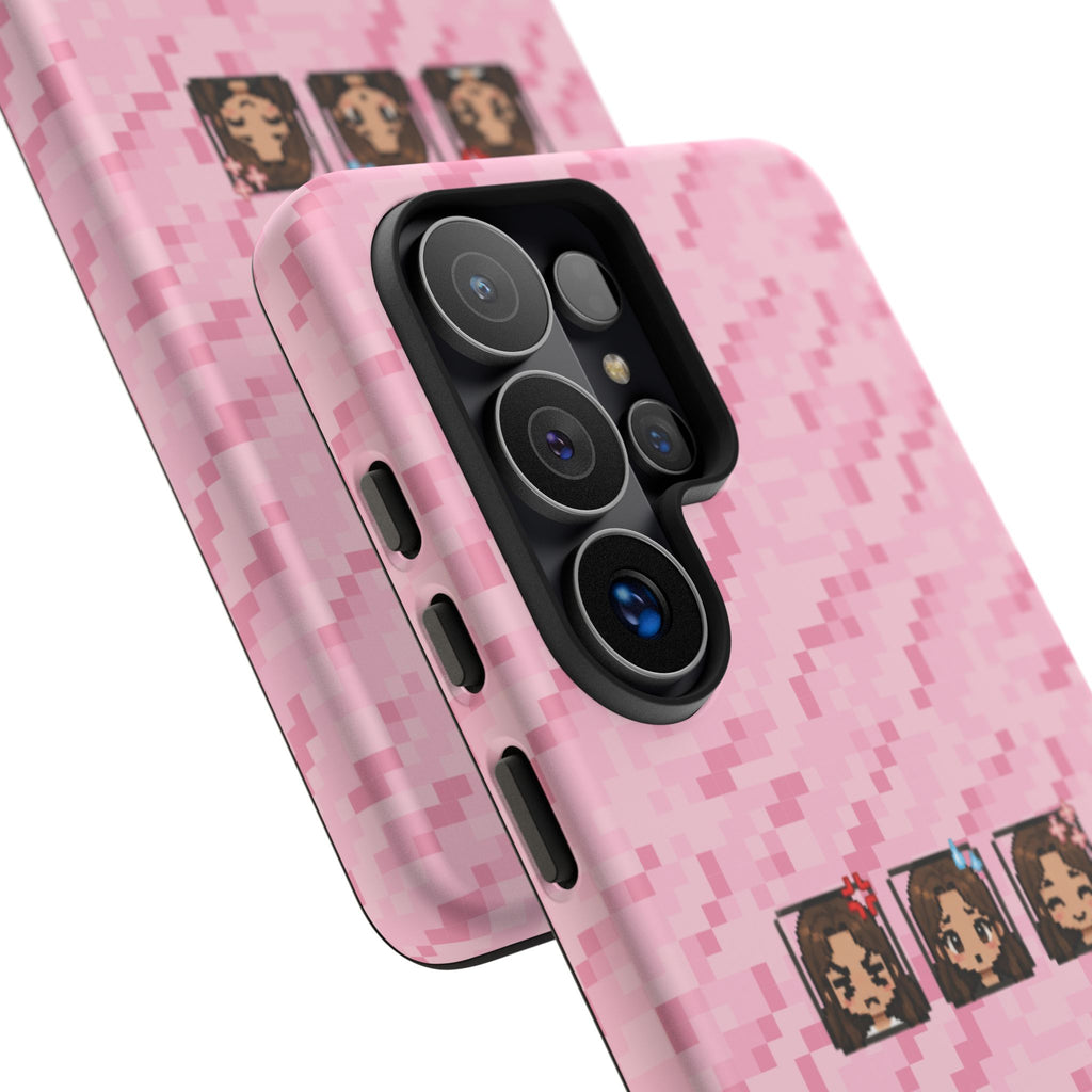 Pixel Girl Emojis Pink Tough Phone Case