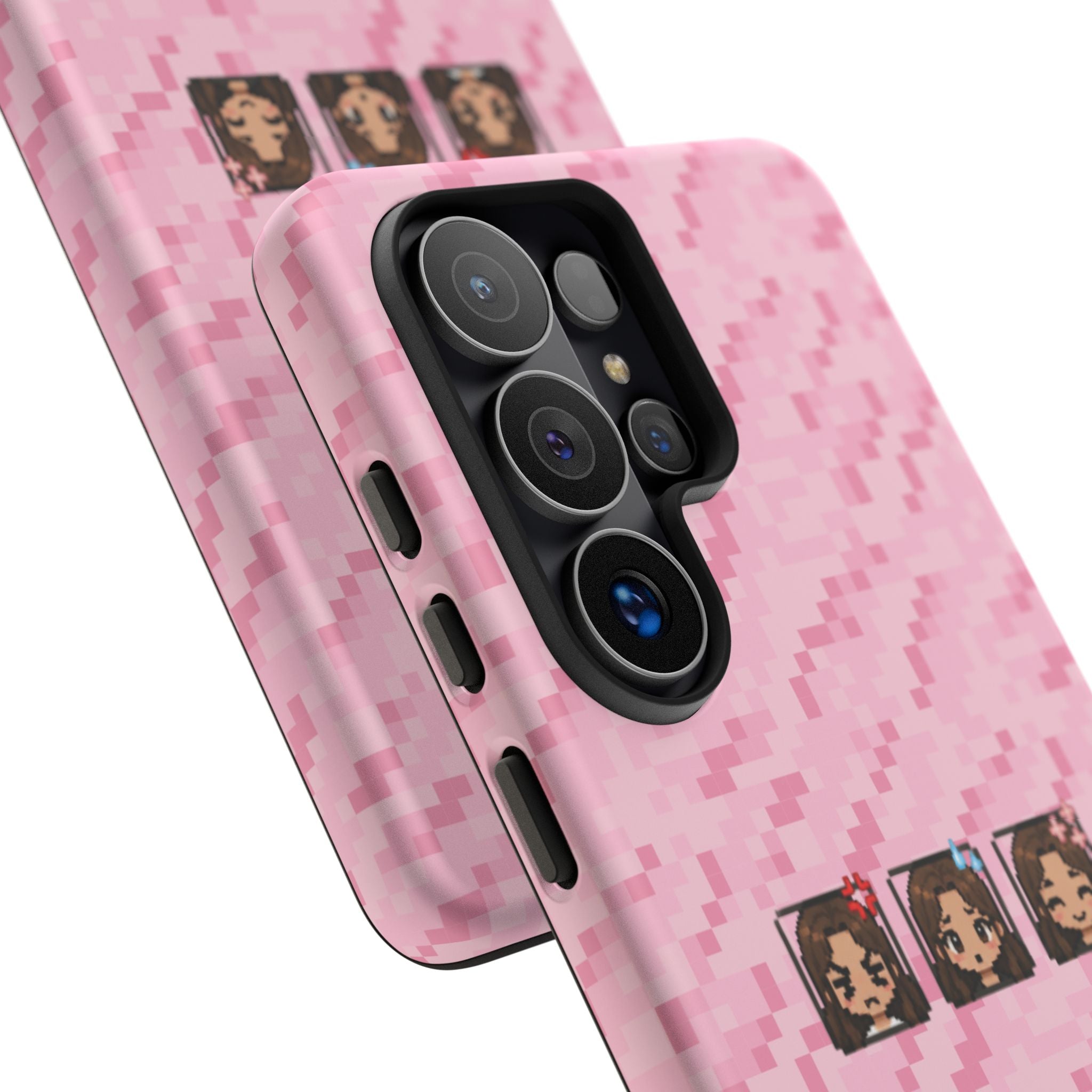 Pixel Girl Emojis Pink Tough Phone Case