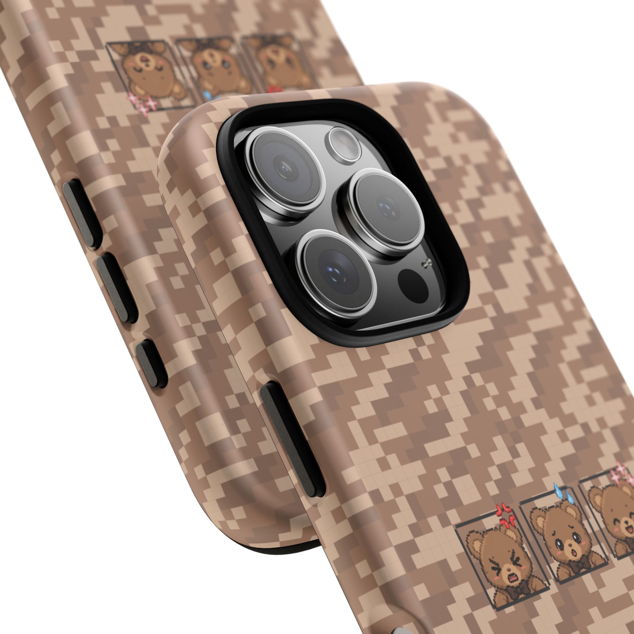 Pixel Teddy Emojis Brown Tough Phone Case