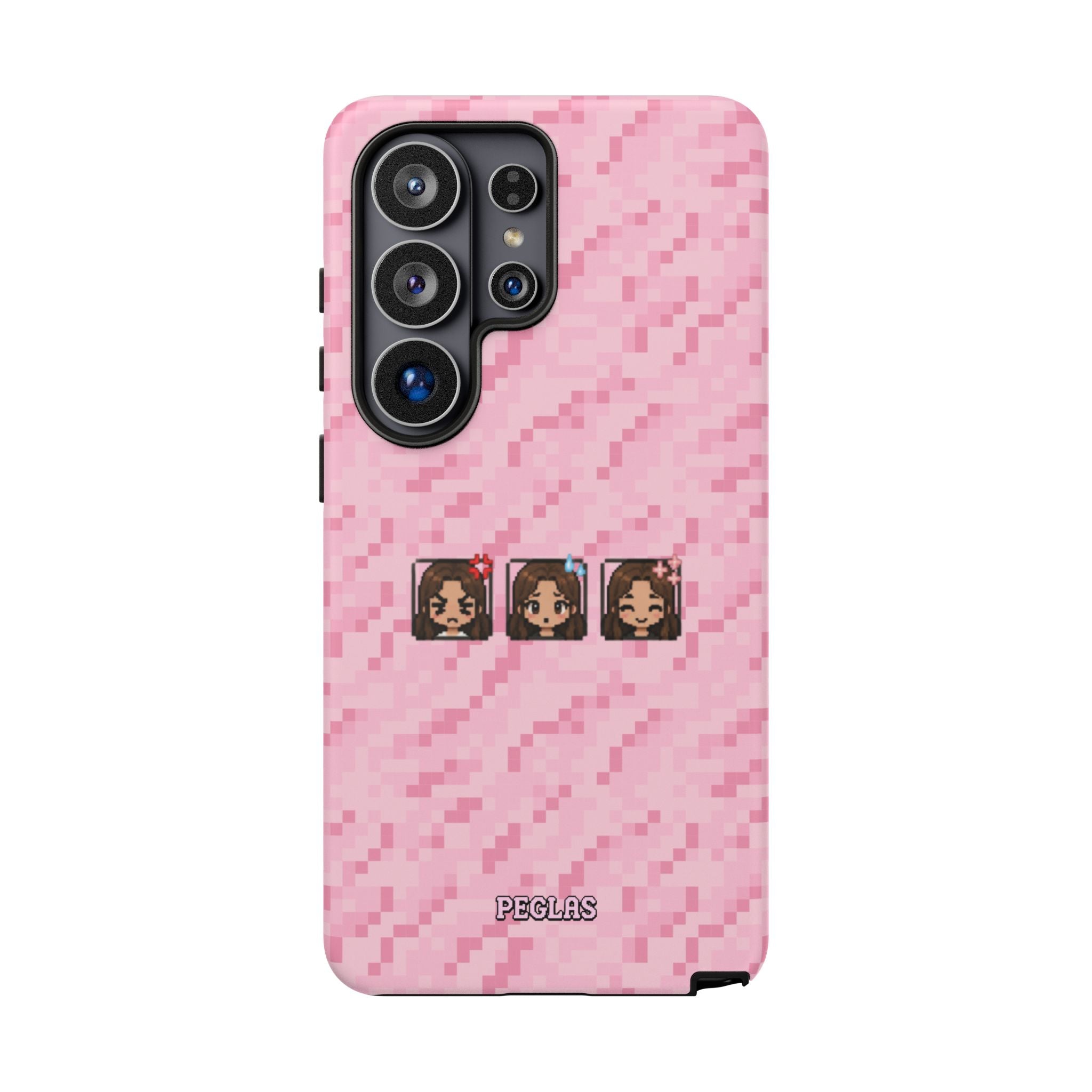 Pixel Girl Emojis Pink Tough Phone Case