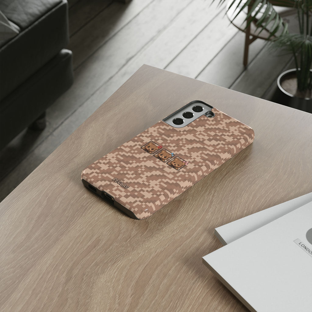 Pixel Teddy Emojis Brown Tough Phone Case
