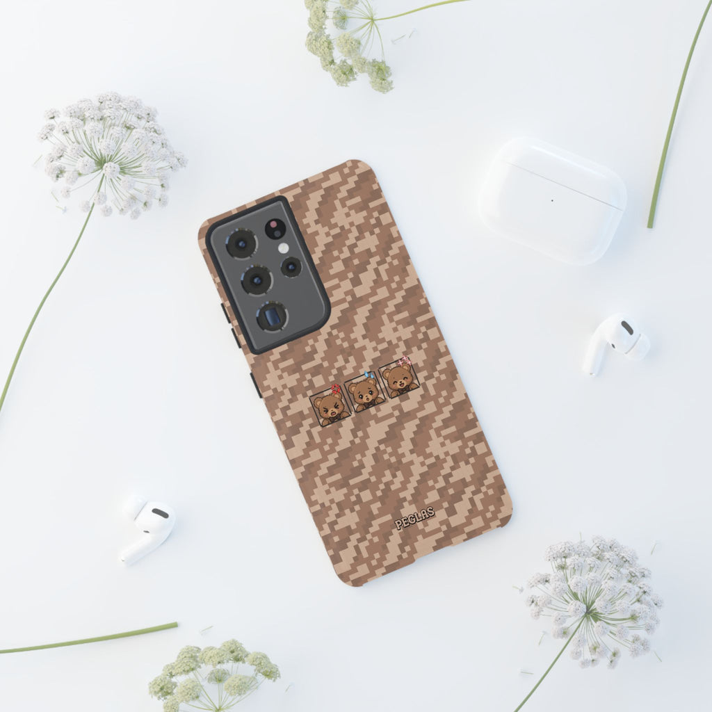 Pixel Teddy Emojis Brown Tough Phone Case