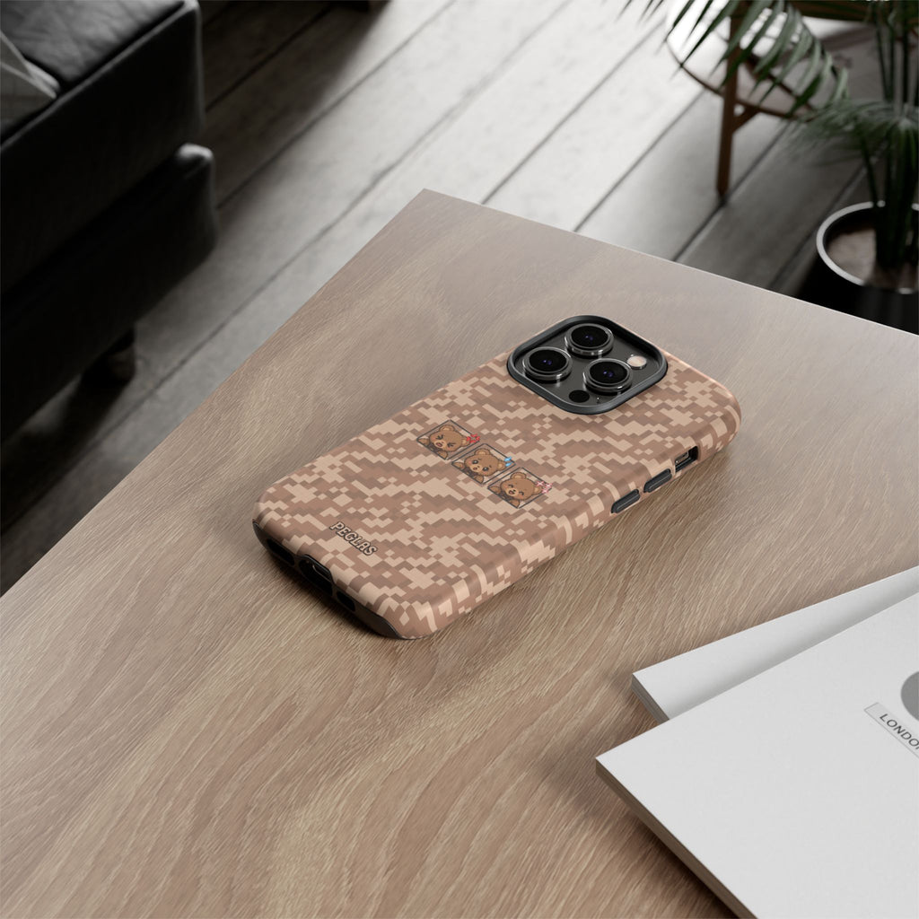 Pixel Teddy Emojis Brown Tough Phone Case