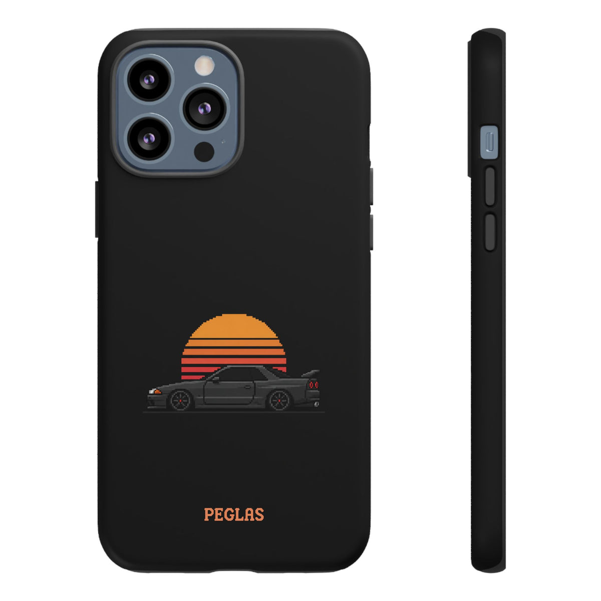 Vintage Black Sports Car Phone Case — Retro Sunset Design