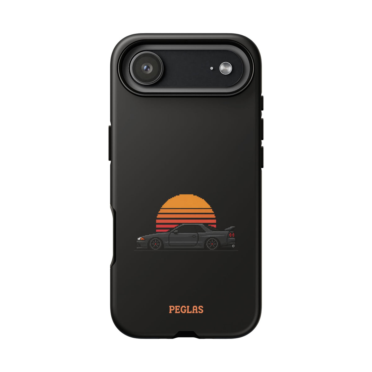 Vintage Black Sports Car Phone Case — Retro Sunset Design