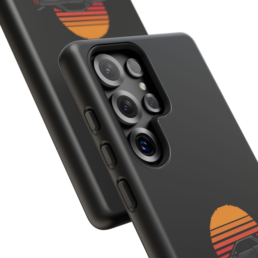 Vintage Black Sports Car Phone Case — Retro Sunset Design