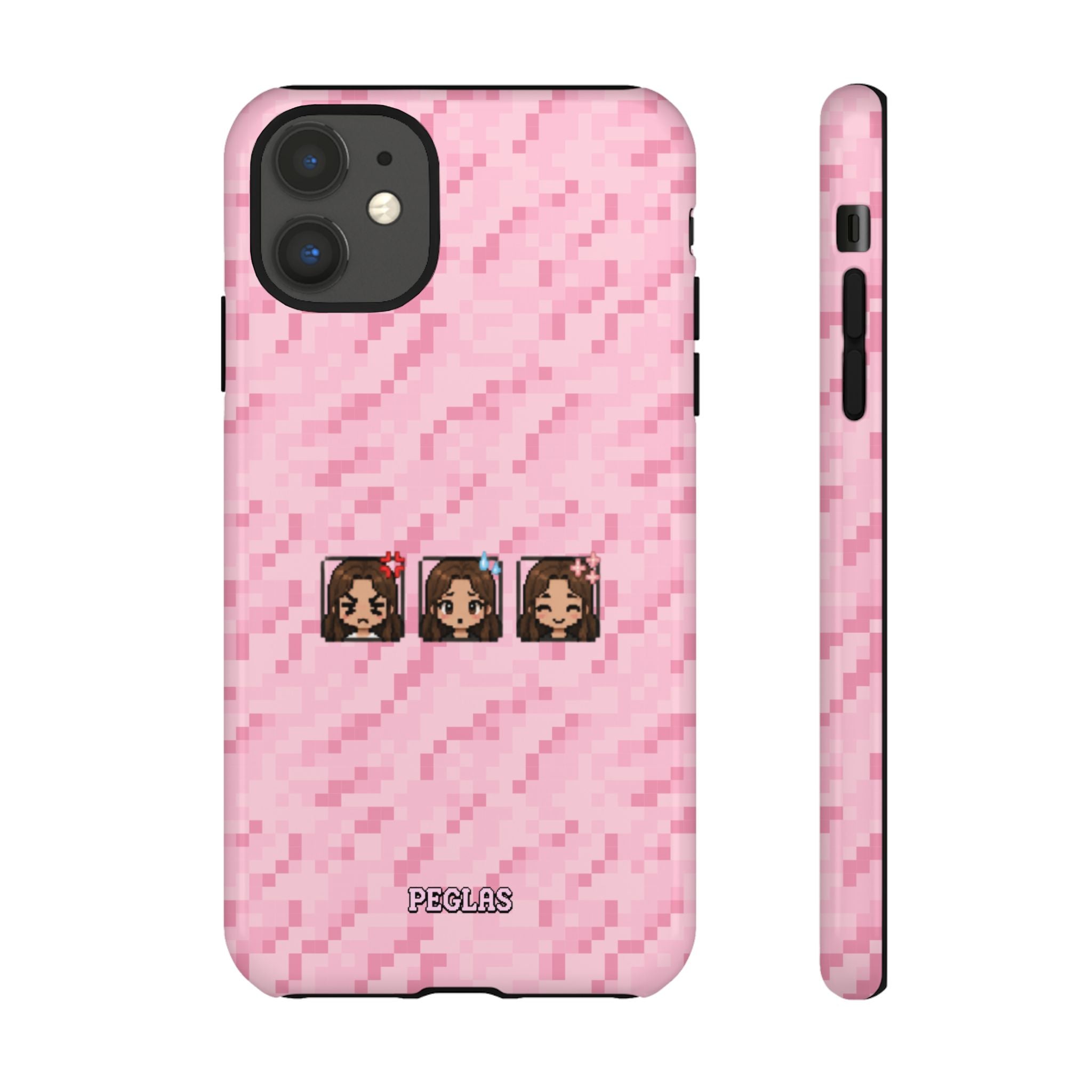 Pixel Girl Emojis Pink Tough Phone Case