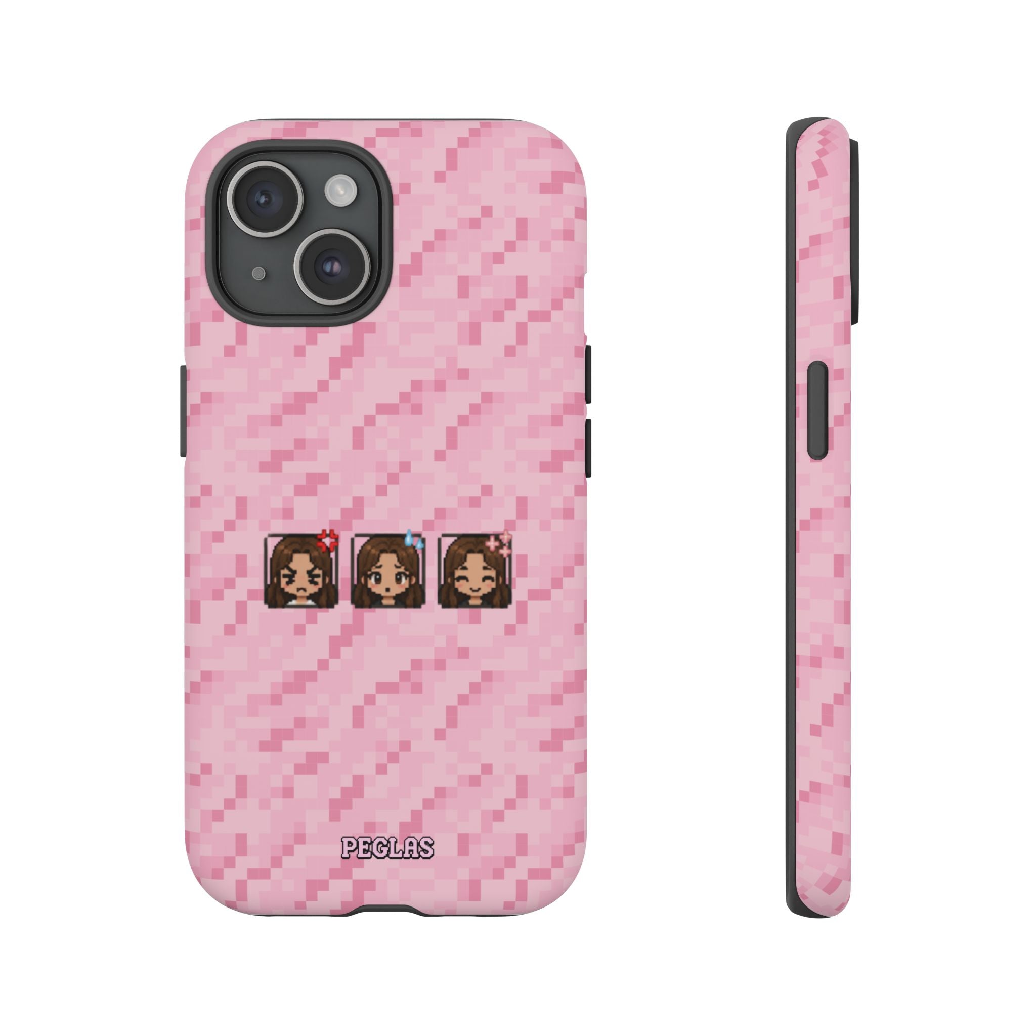 Pixel Girl Emojis Pink Tough Phone Case