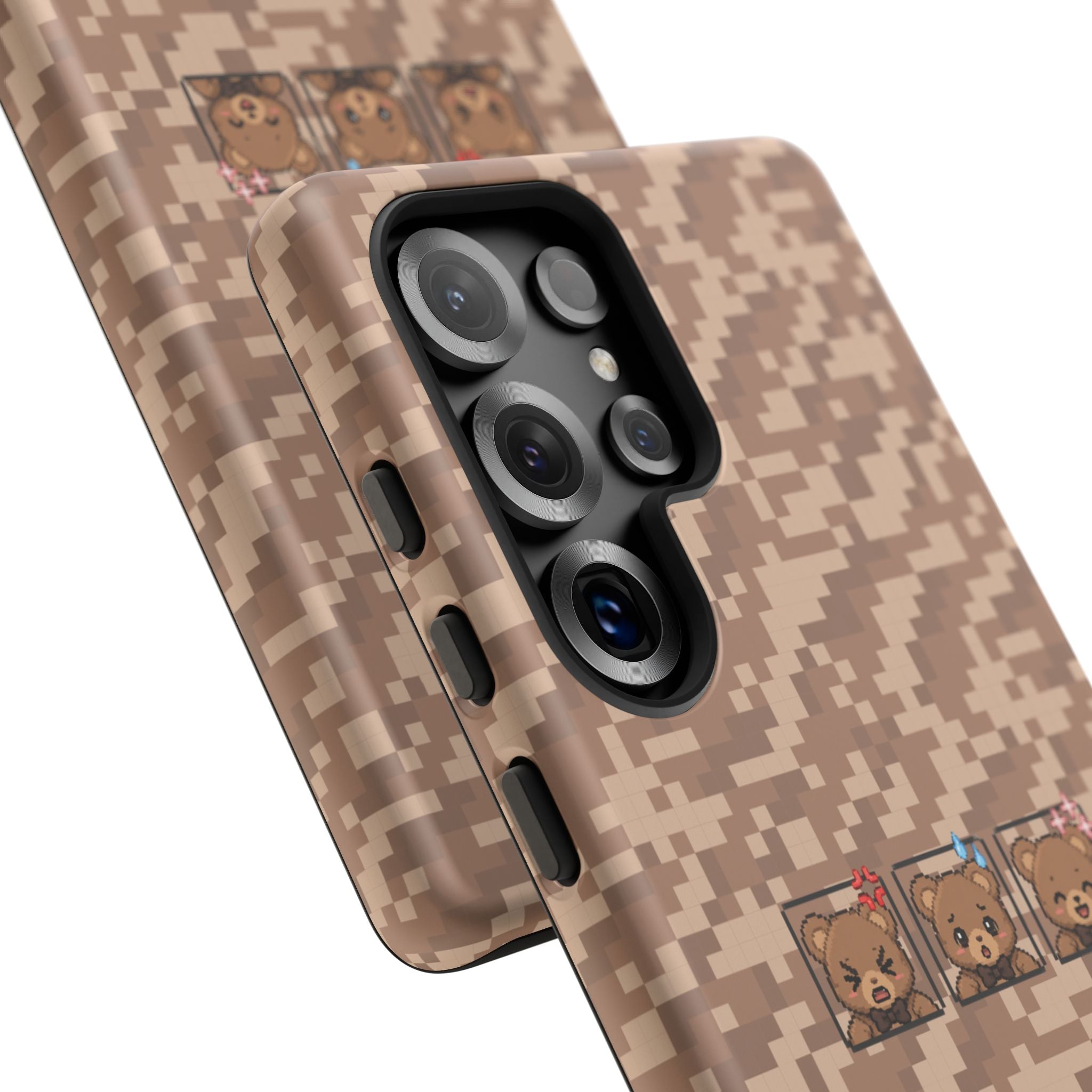 Pixel Teddy Emojis Brown Tough Phone Case