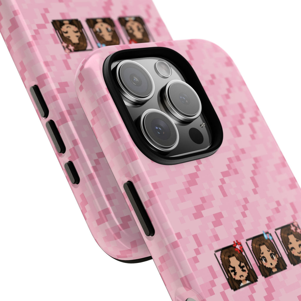 Pixel Girl Emojis Pink Tough Phone Case