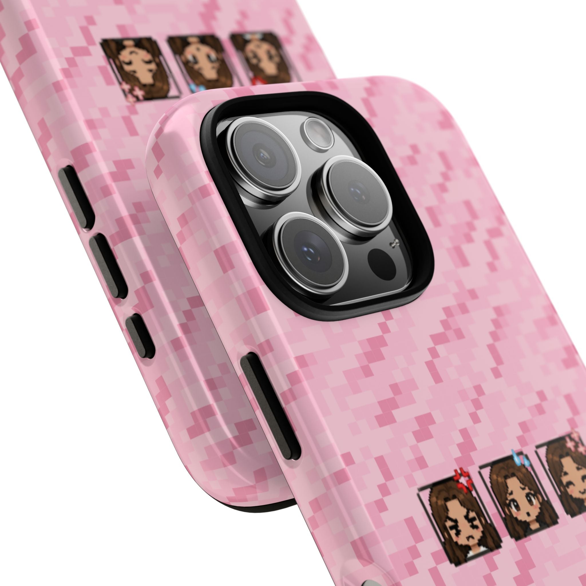 Pixel Girl Emojis Pink Tough Phone Case