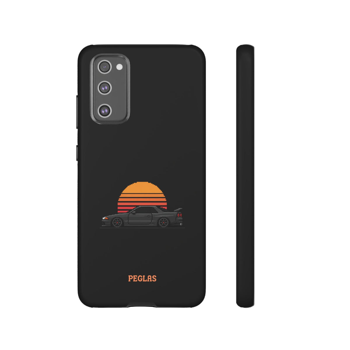 Vintage Black Sports Car Phone Case — Retro Sunset Design