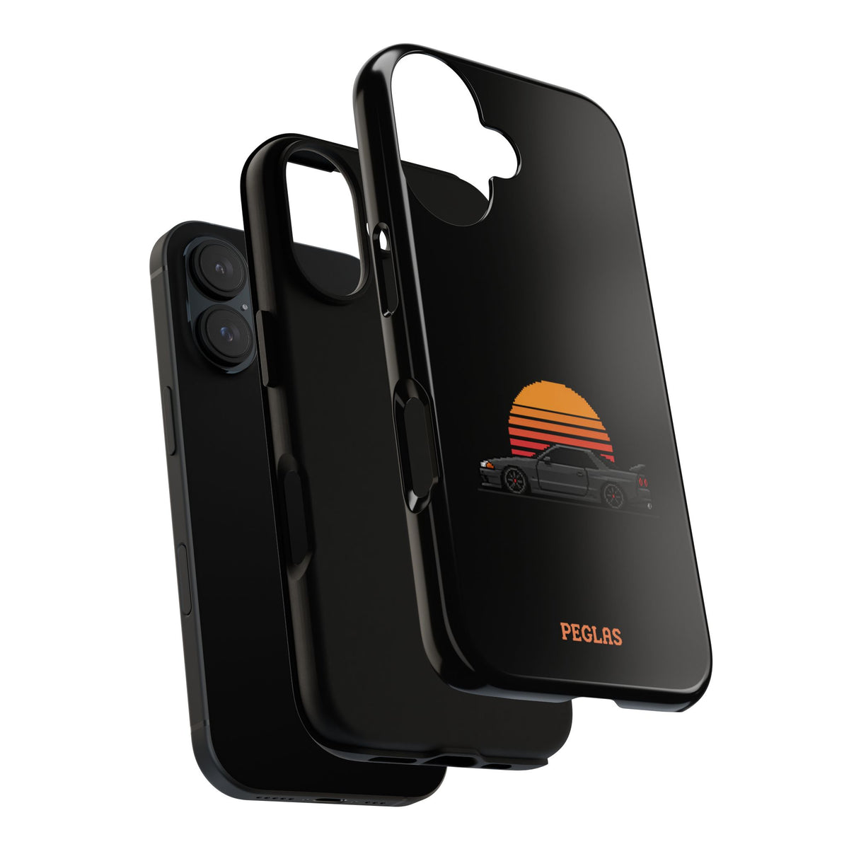 Vintage Black Sports Car Phone Case — Retro Sunset Design