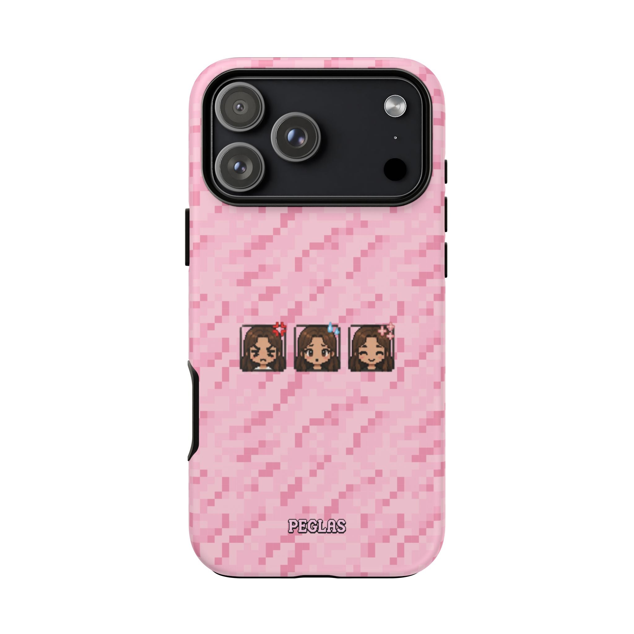 Pixel Girl Emojis Pink Tough Phone Case