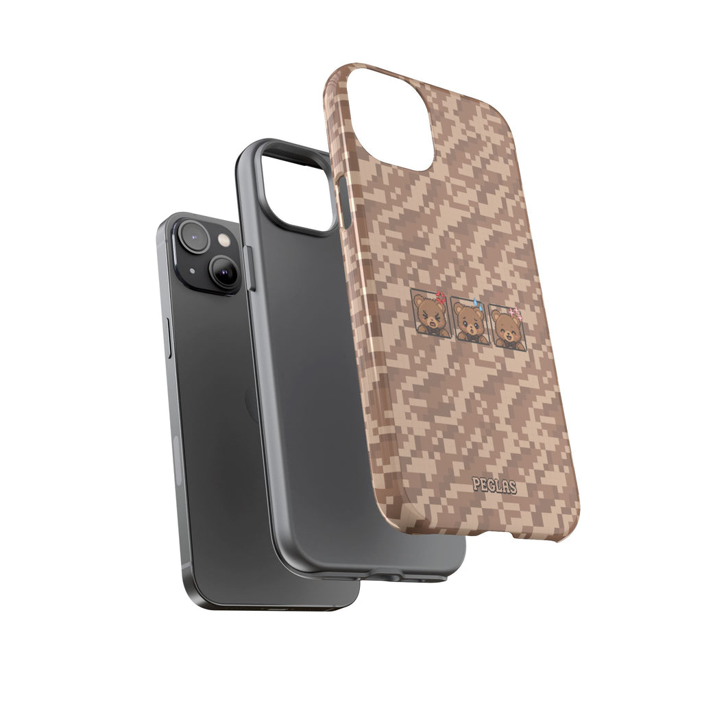 Pixel Teddy Emojis Brown Tough Phone Case