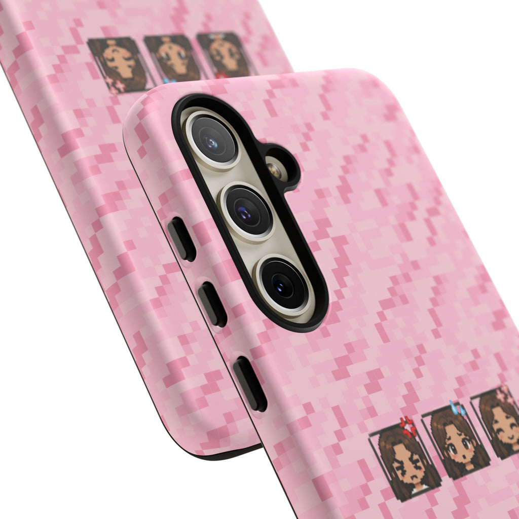 Pixel Girl Emojis Pink Tough Phone Case