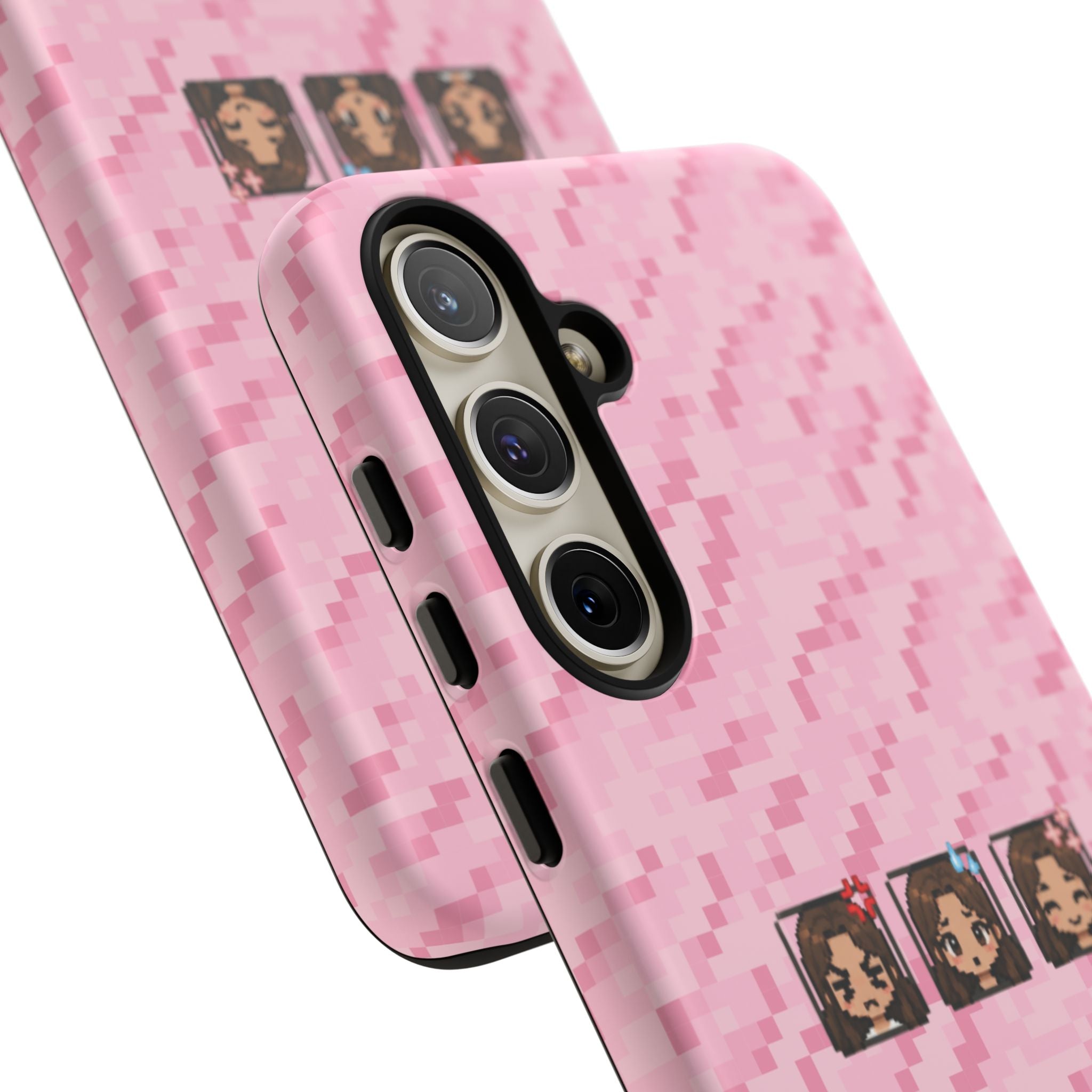 Pixel Girl Emojis Pink Tough Phone Case