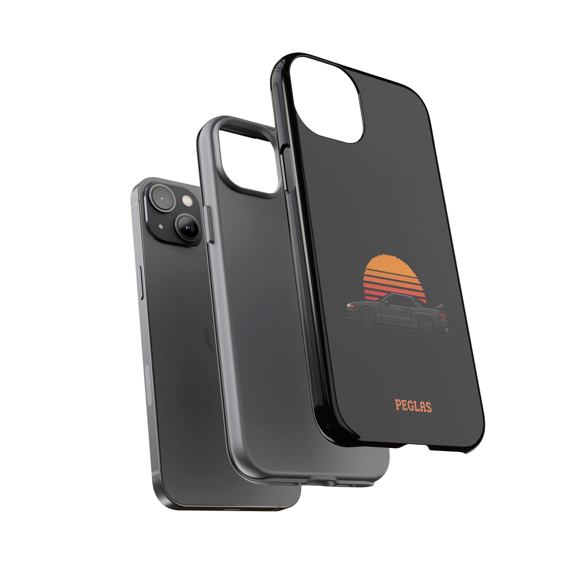 Vintage Black Sports Car Phone Case — Retro Sunset Design