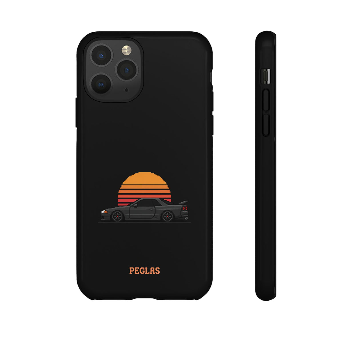 Vintage Black Sports Car Phone Case — Retro Sunset Design