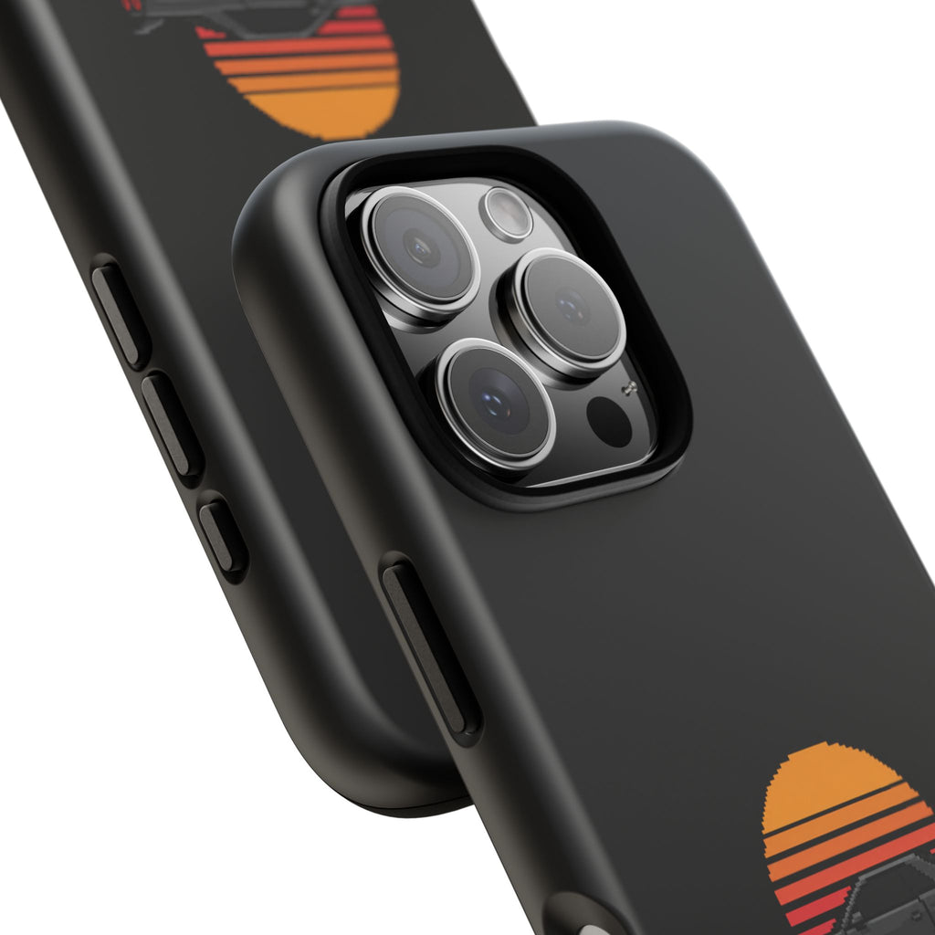 Vintage Black Sports Car Phone Case — Retro Sunset Design