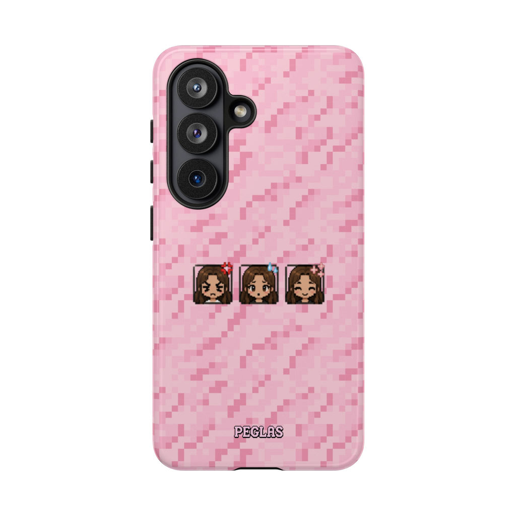 Pixel Girl Emojis Pink Tough Phone Case