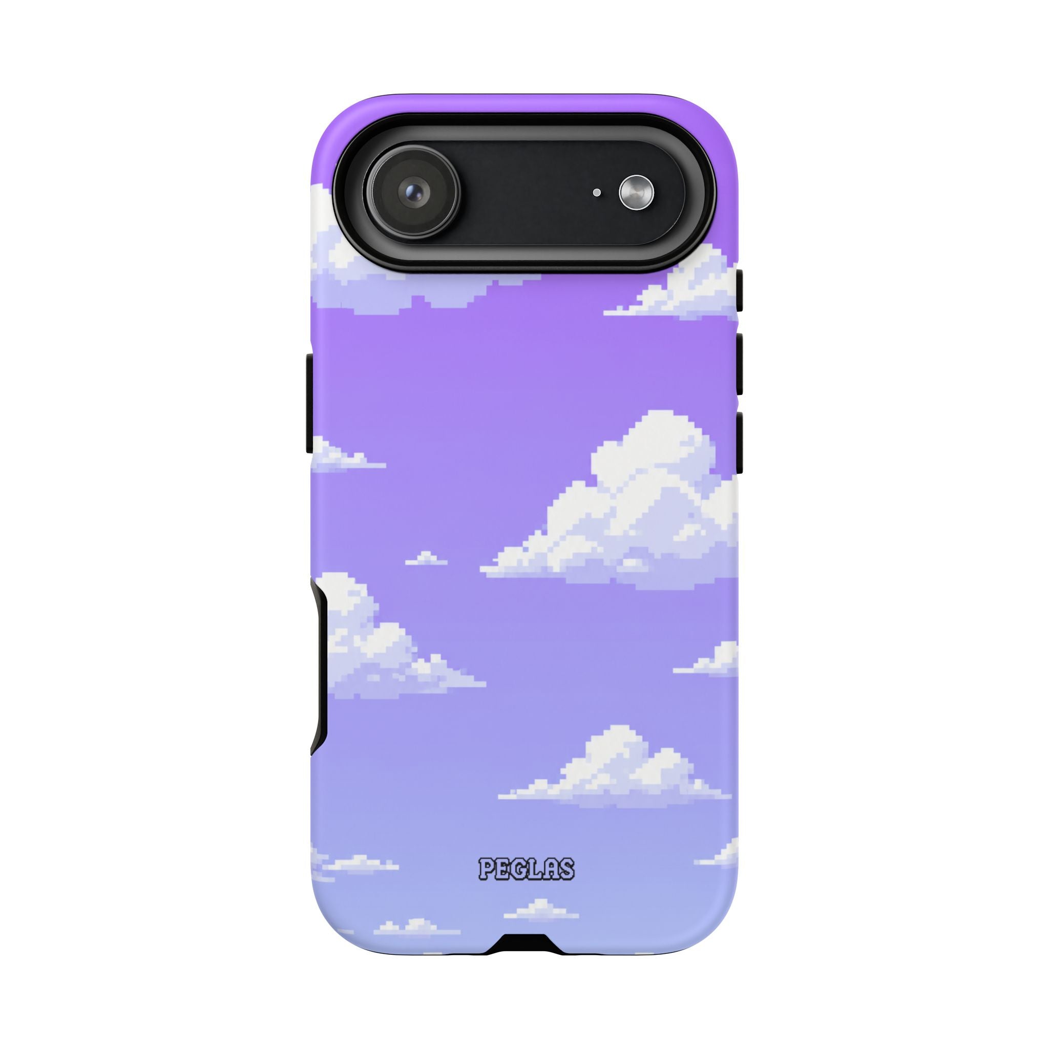 Purple Sky Cloud Phone Case — Pixel Cloud Pattern Tough Case