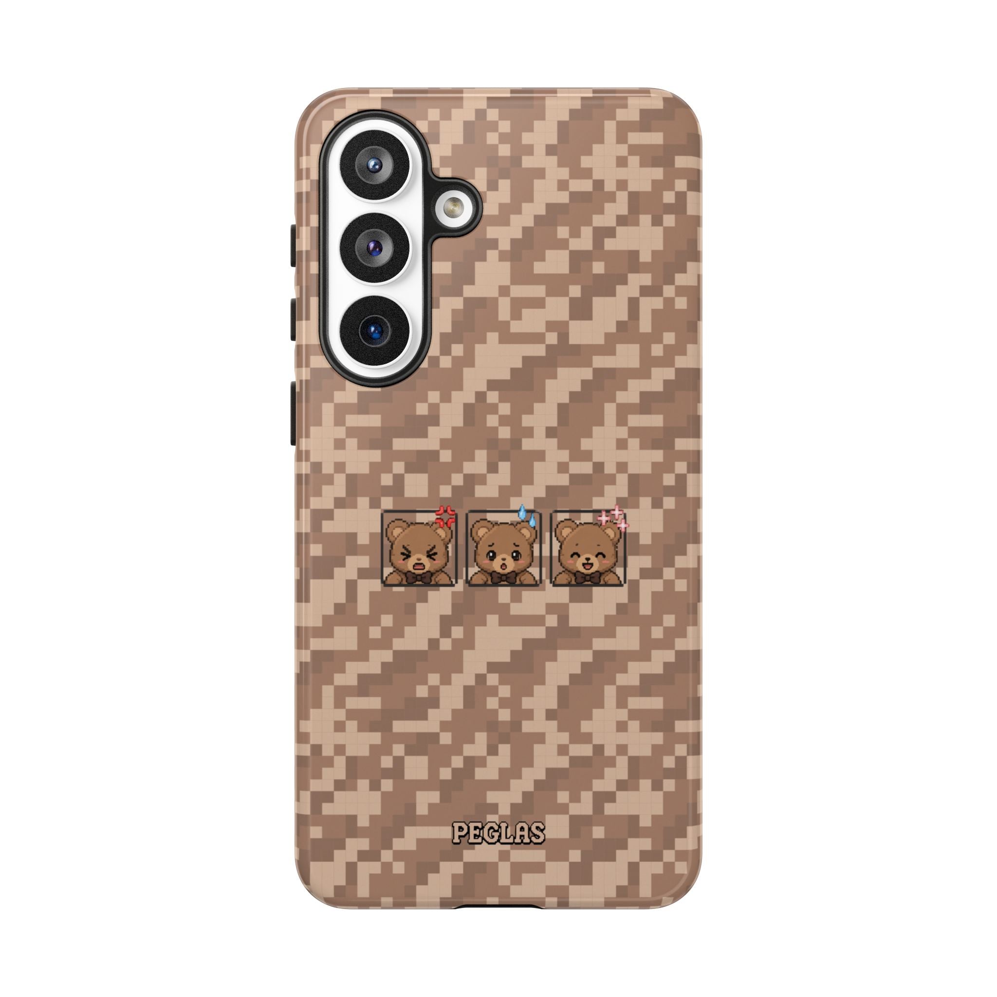 Pixel Teddy Emojis Brown Tough Phone Case