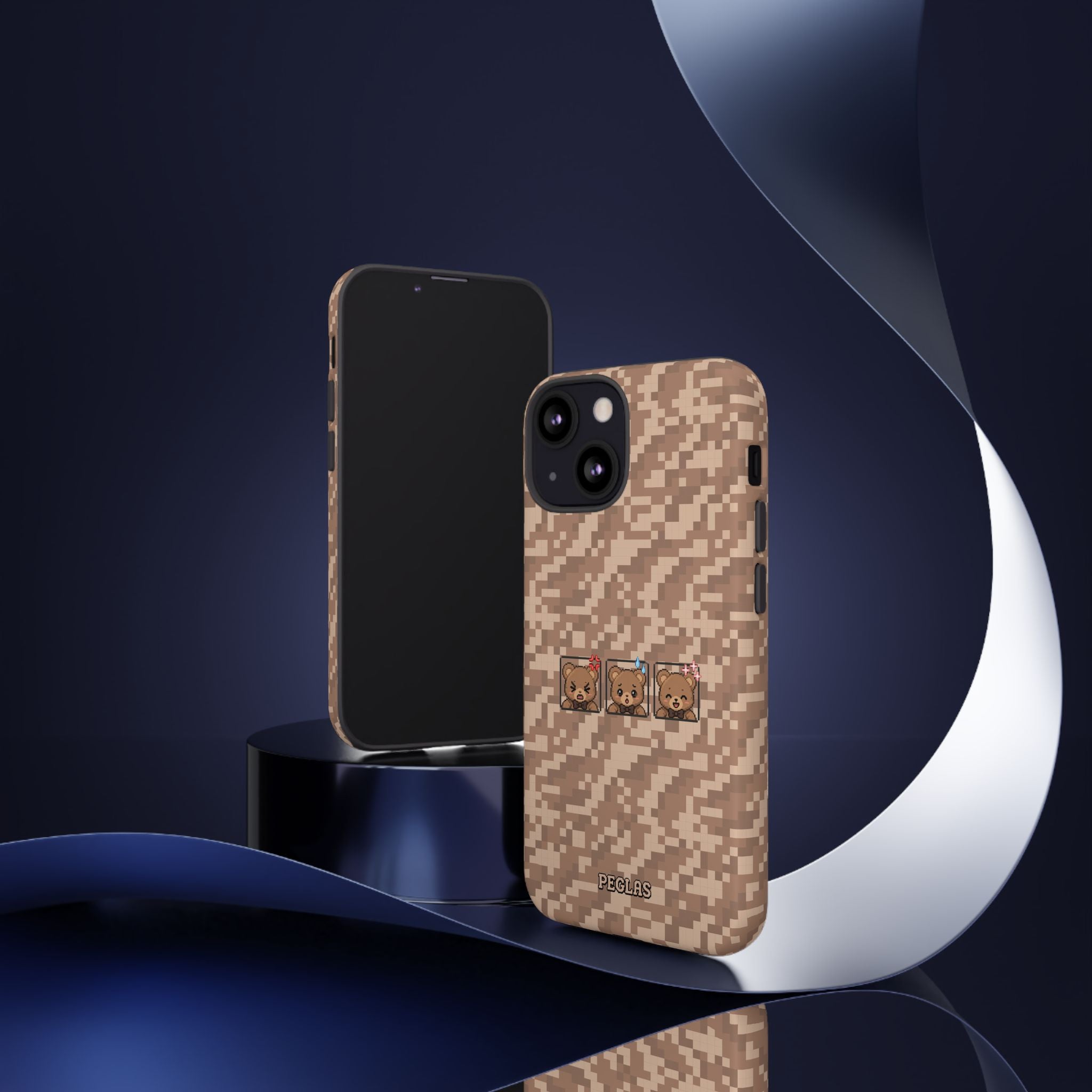 Pixel Teddy Emojis Brown Tough Phone Case
