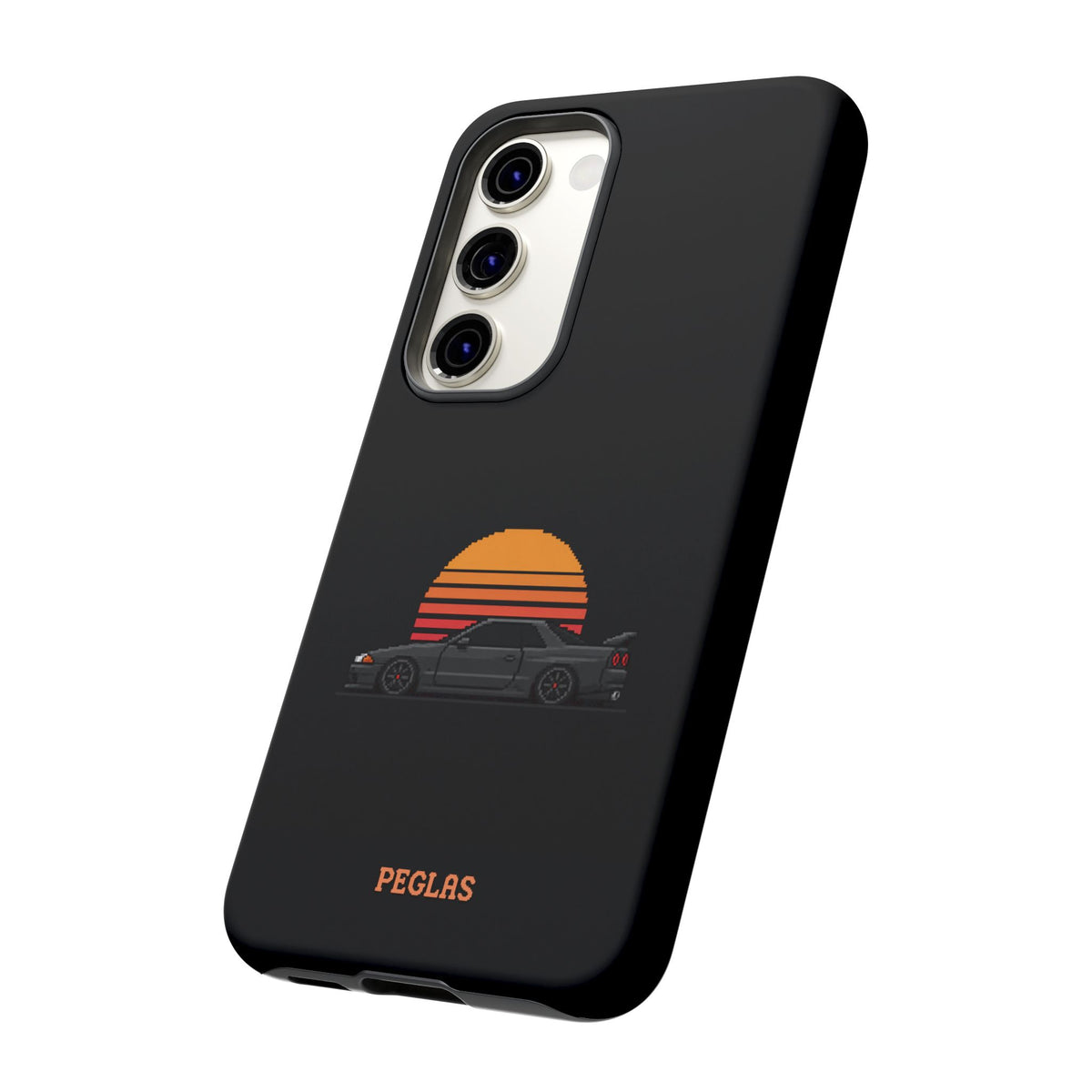 Vintage Black Sports Car Phone Case — Retro Sunset Design