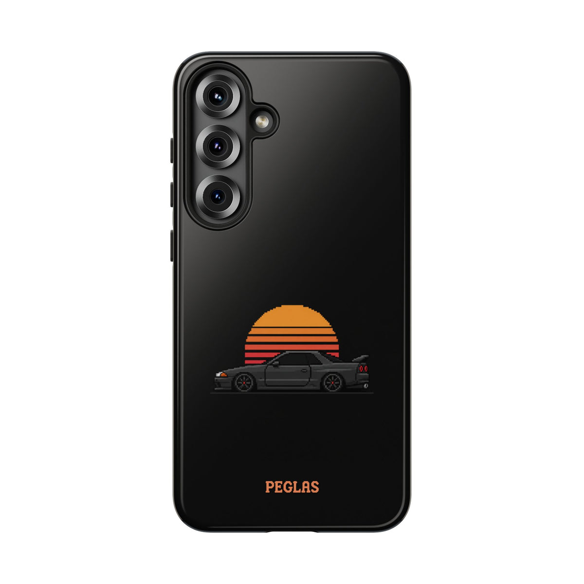 Vintage Black Sports Car Phone Case — Retro Sunset Design