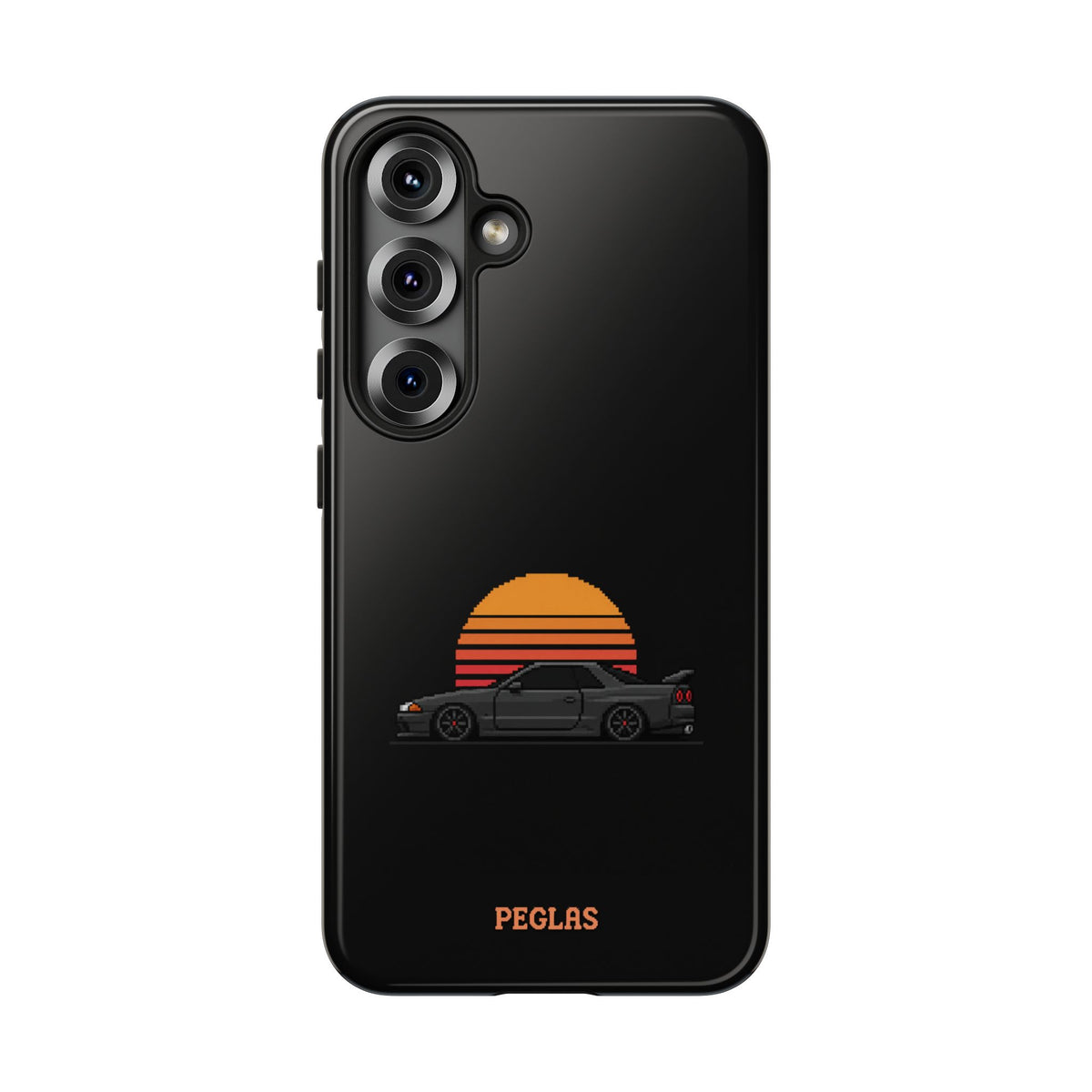 Vintage Black Sports Car Phone Case — Retro Sunset Design