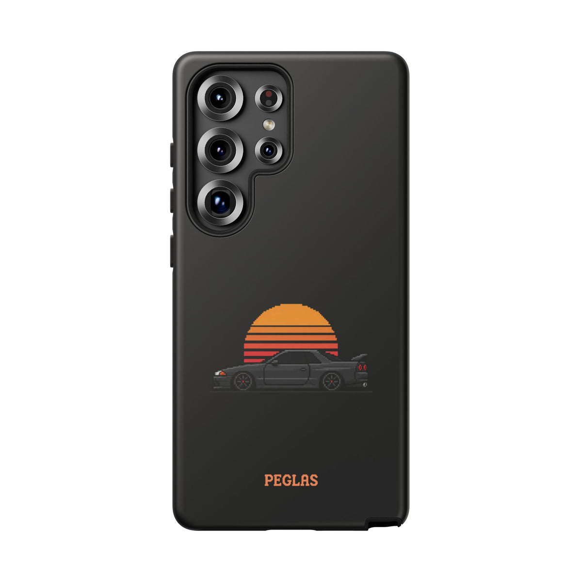 Vintage Black Sports Car Phone Case — Retro Sunset Design