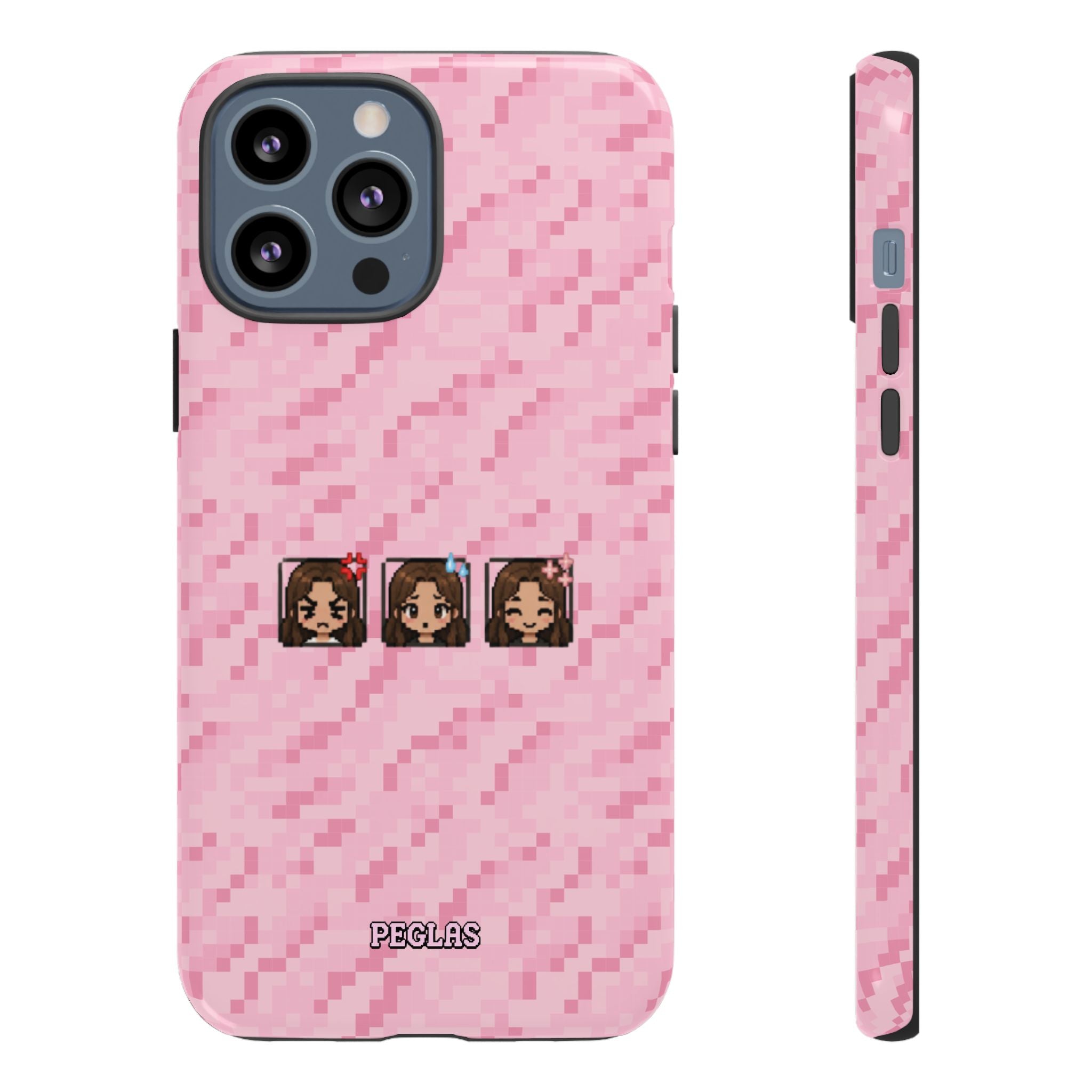 Pixel Girl Emojis Pink Tough Phone Case