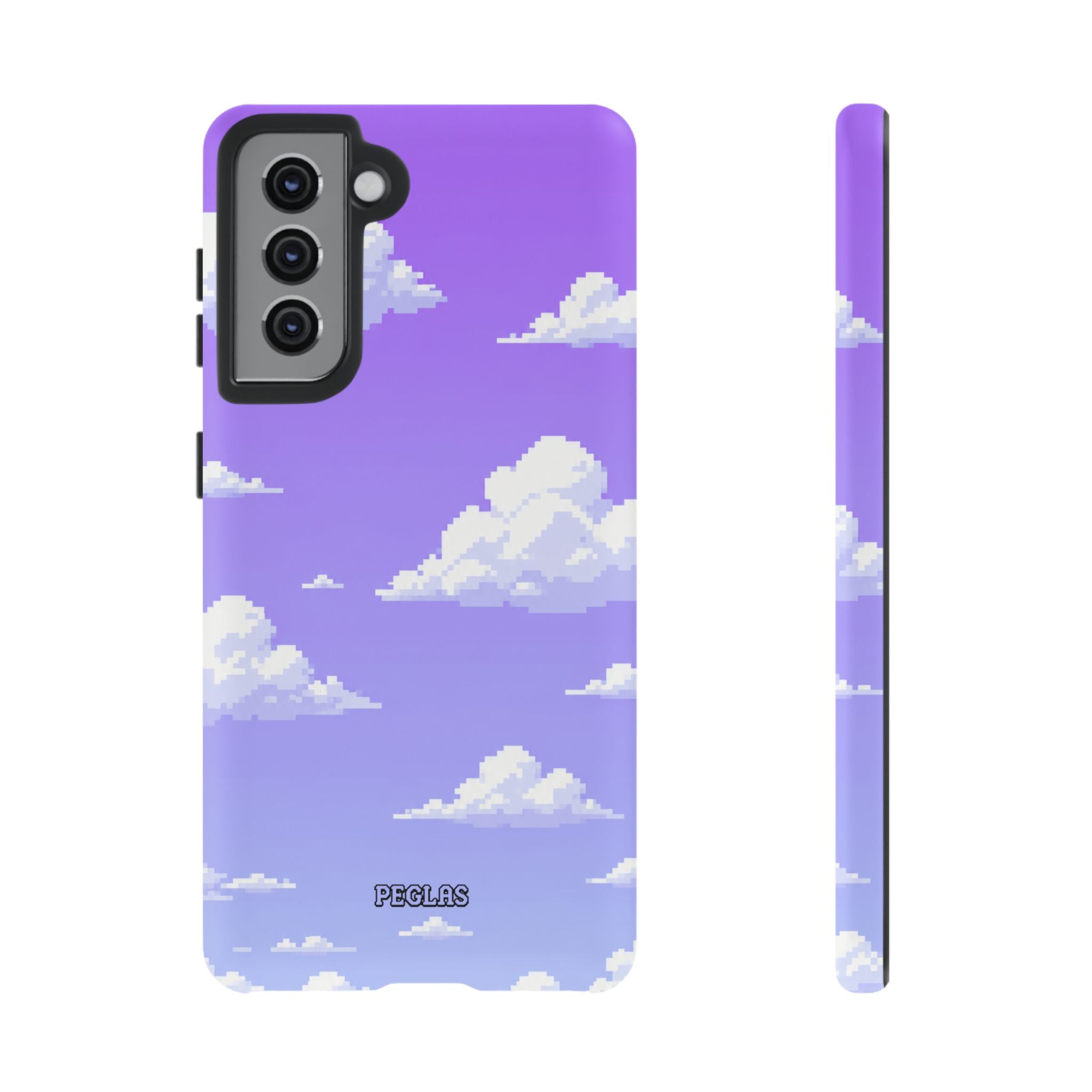 Purple Sky Cloud Phone Case — Pixel Cloud Pattern Tough Case