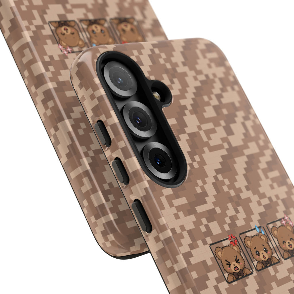 Pixel Teddy Emojis Brown Tough Phone Case