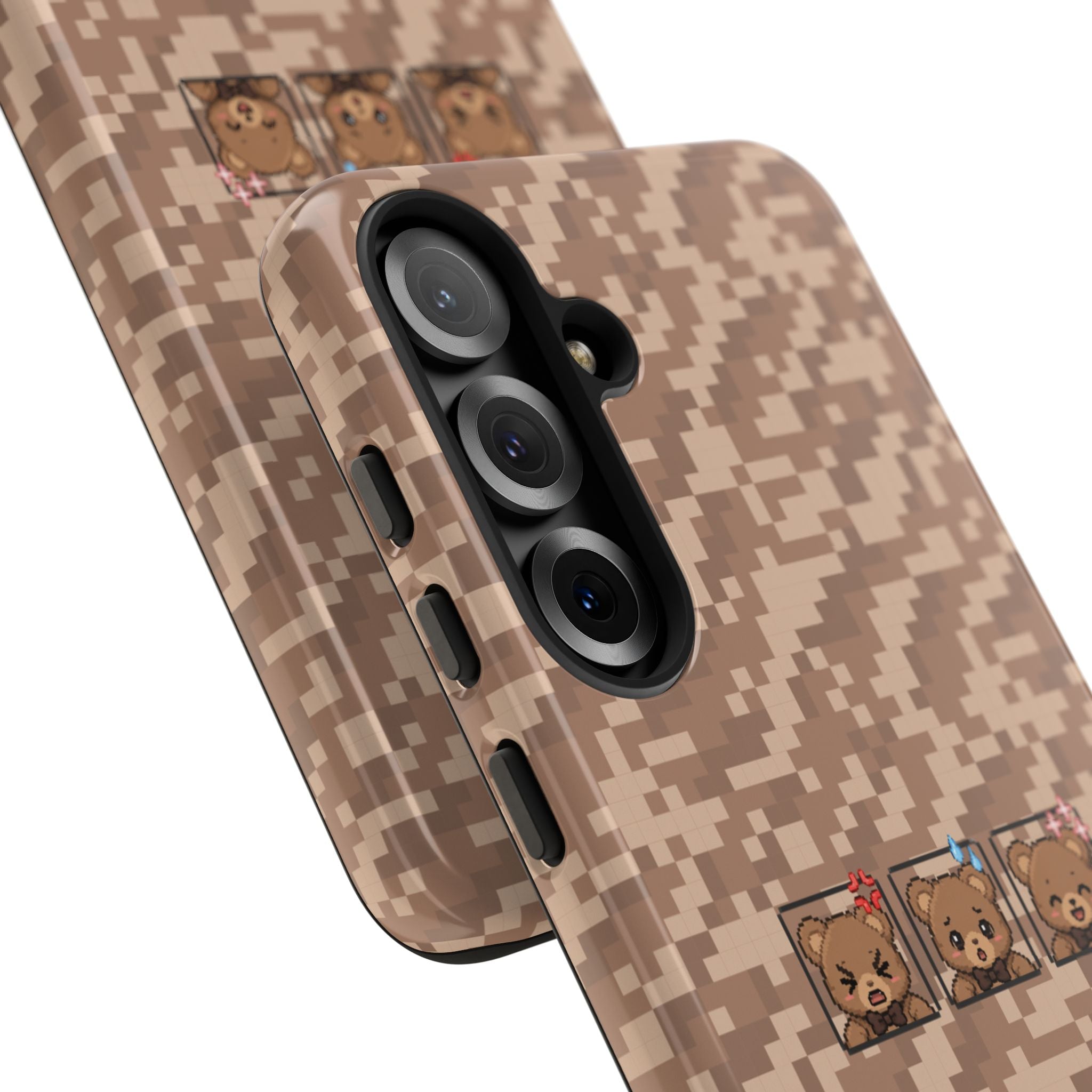 Pixel Teddy Emojis Brown Tough Phone Case