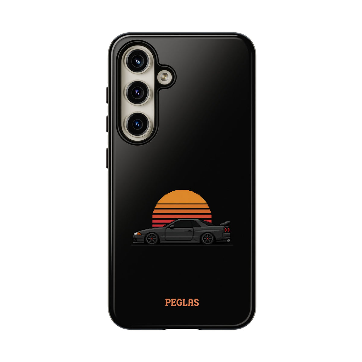 Vintage Black Sports Car Phone Case — Retro Sunset Design
