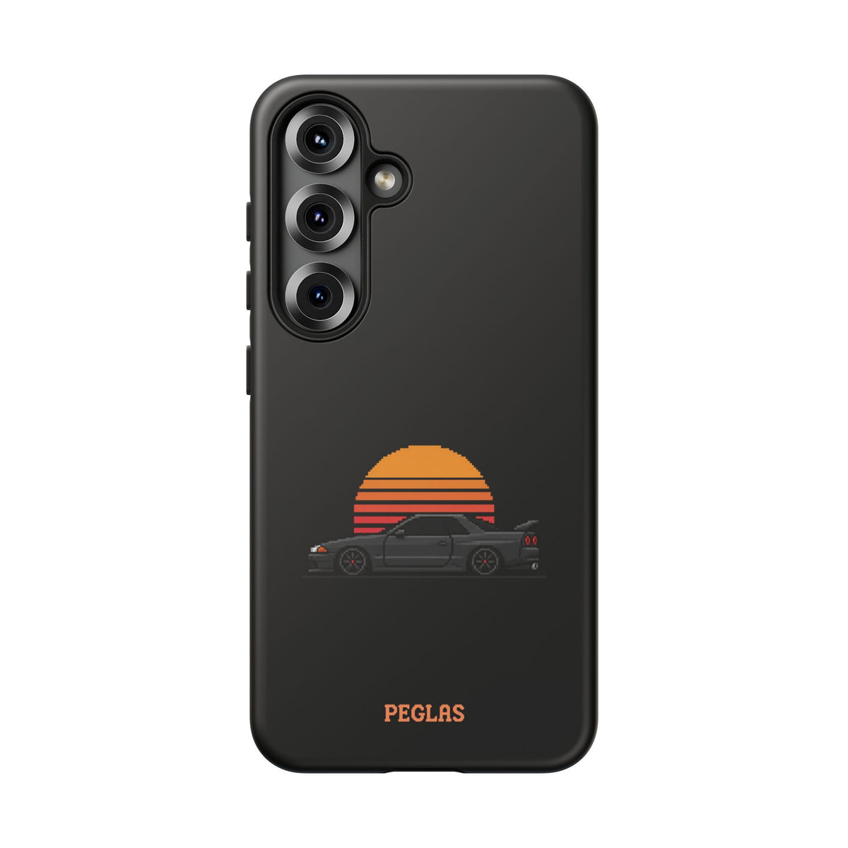 Vintage Black Sports Car Phone Case — Retro Sunset Design