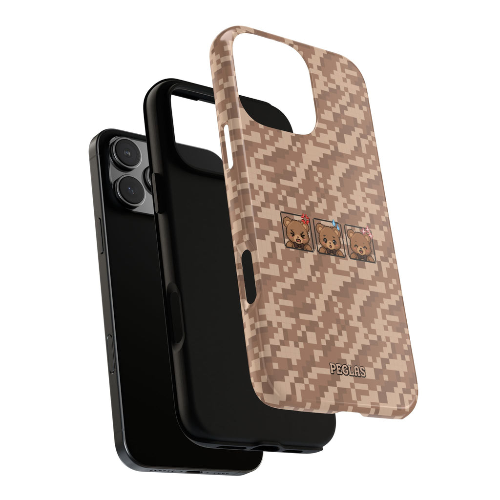 Pixel Teddy Emojis Brown Tough Phone Case