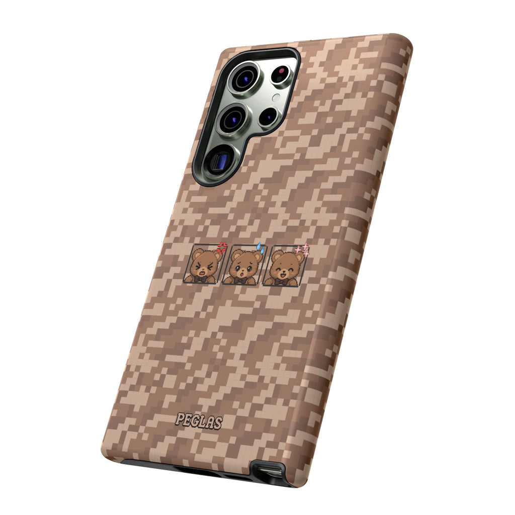 Pixel Teddy Emojis Brown Tough Phone Case