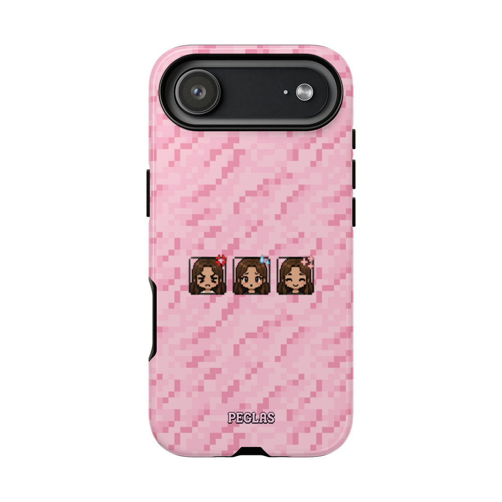 Pixel Girl Emojis Pink Tough Phone Case