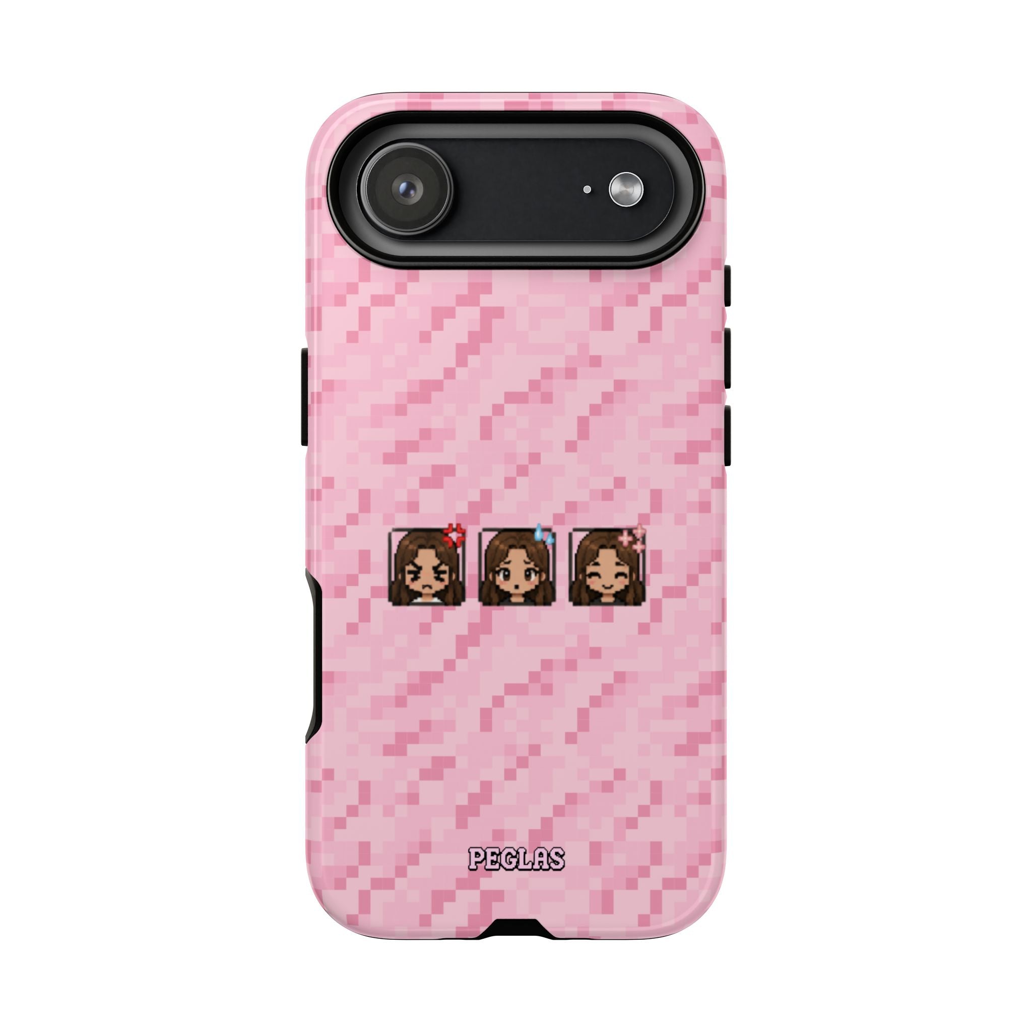 Pixel Girl Emojis Pink Tough Phone Case