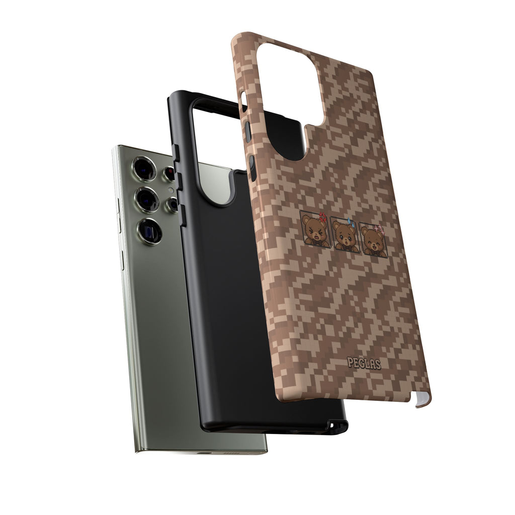 Pixel Teddy Emojis Brown Tough Phone Case