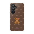 Teddy Bear Tough Phone Case — Cute Brown Polka Dot Protective Cover